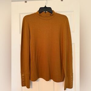 Rafaella Camel Knit Top with Button Detail
